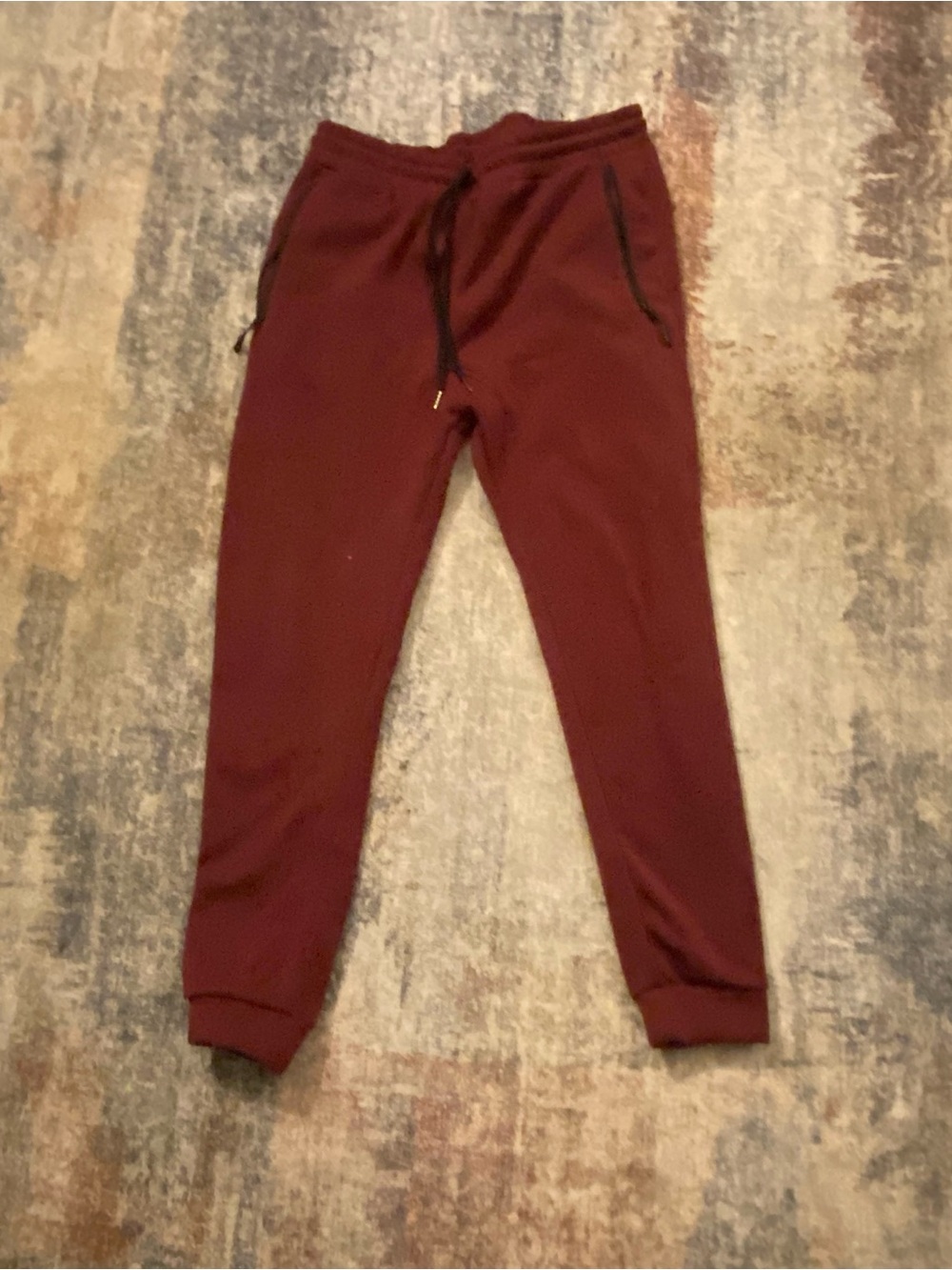 Mens Burgundy Jogger Pants with Drawstring